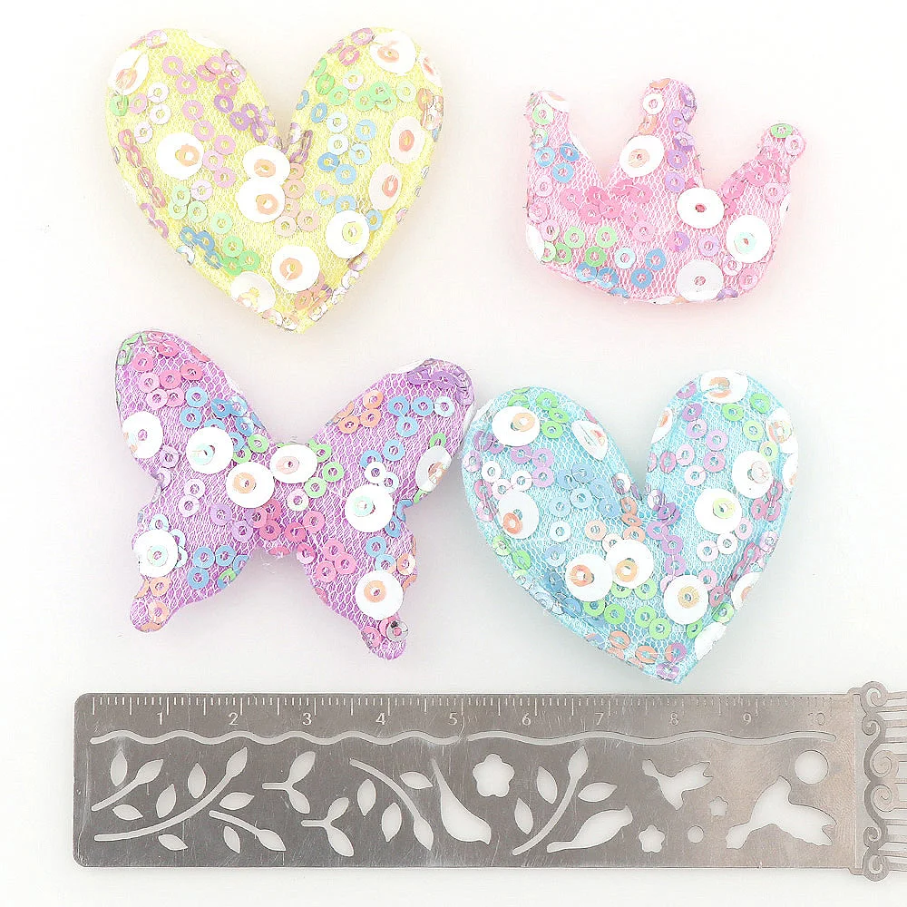 5Pcs Mix Colorful Sequins Lovely Heart Butterfly Pentagram Felt Fabric Patches For Clothes DIY Scrapbooking Accessories | Дом и сад