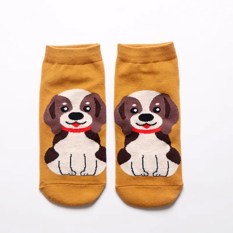 D Kawaii/женские носки с героями мультфильмов; милые короткие носки из Шиба, быка, терьера; забавные Женские повседневные мужские короткие носки; счастливые хлопковые носки - Цвет: D