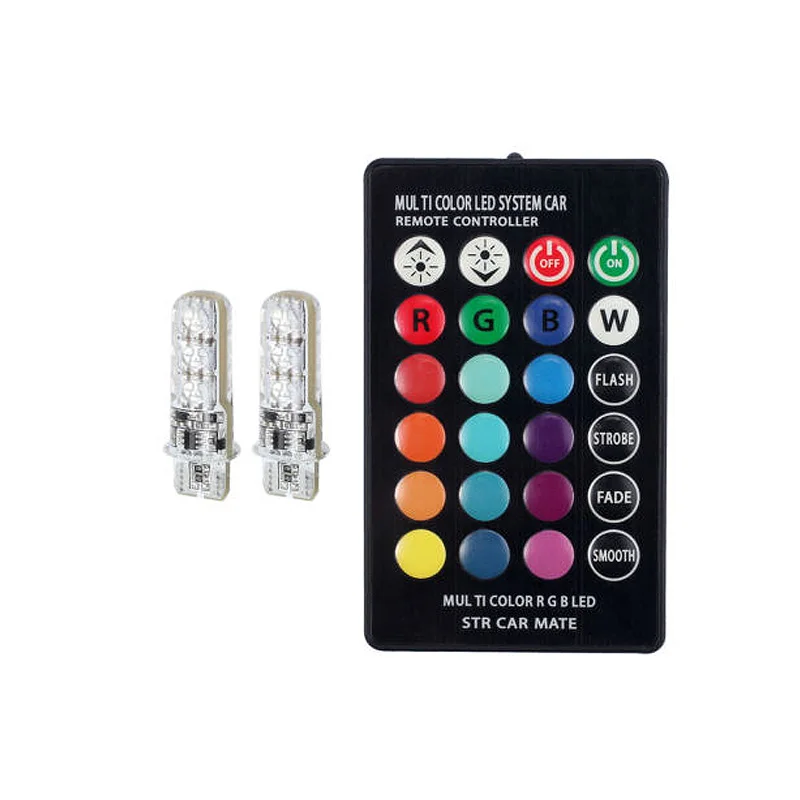 2 шт. T10 5050 6SMD RGB Автомобильный светодиодный светильник для номерного знака с