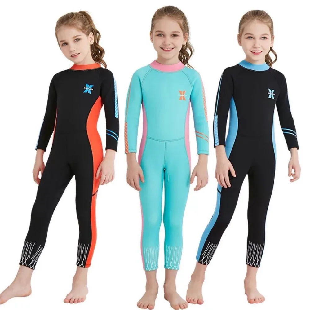 

Dive&Sail 2.5MM Neoprene Kids Wetsuits Girls Long Sleeves Snorkeling Diving Suit Children Rash Guards One-piece Surfing Swimsuit