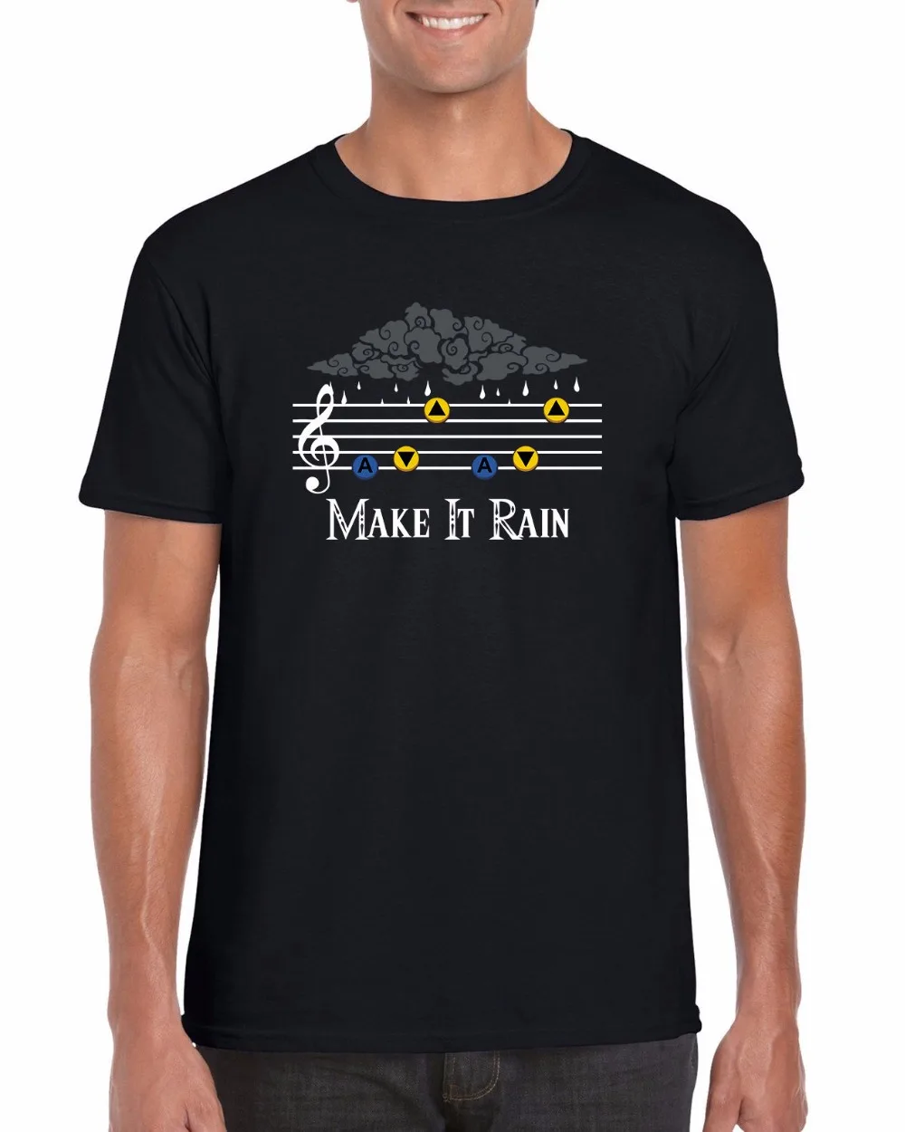 2018 новые Для мужчин смешно шелк Экран футболки Make It Rain Zelda Вдохновленный видео