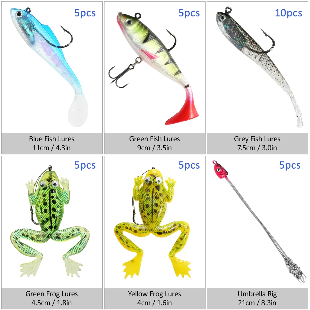 

35pcs/79pcs/145pcs Assorted Artificial Soft Lures Baits Umbrella Rigs Fishing Lures Set with Tackle Box Pesca Peche Artificias