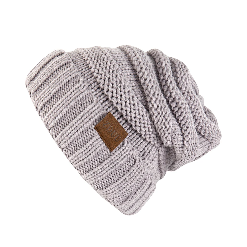 Женские шапочки Cc зимняя шапка унисекс Gorros Mujer Invierno Мужская Панама вязаная шапка теплая для дам - Цвет: light gray