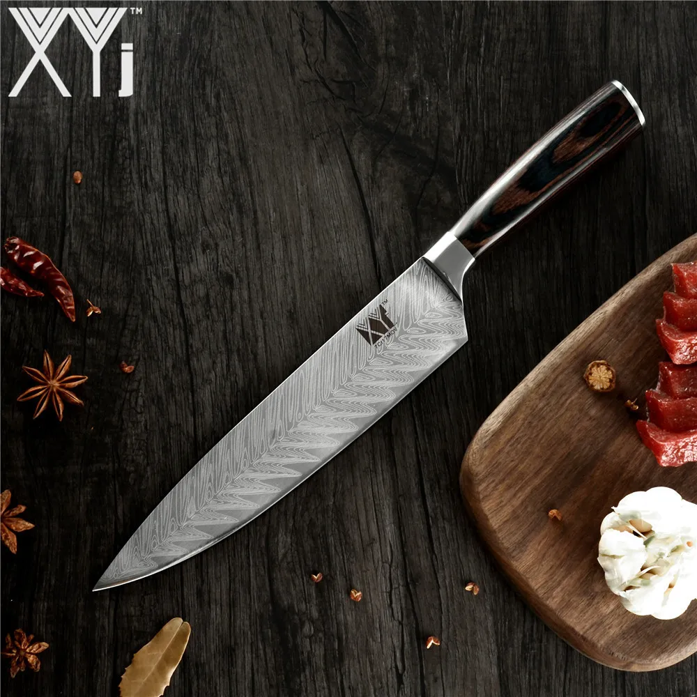 XYj шеф-повар 8 ''кухонный нож из нержавеющей стали с цветной деревянной ручкой