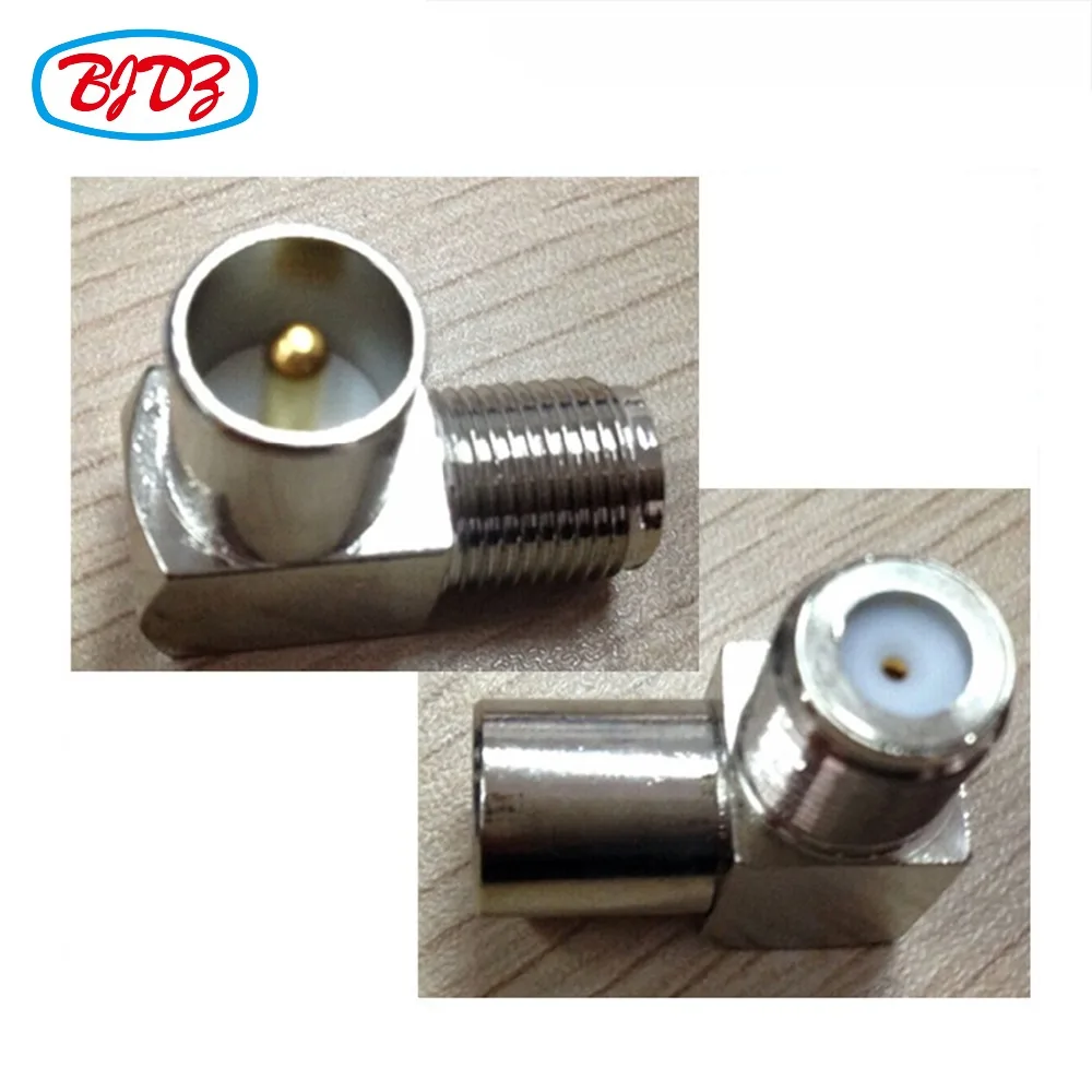 

Free Shipping Wholesale 10pcs IP67 F connector male plug to female jack right angle 90degree RF adapter
