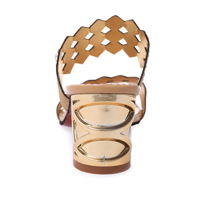 Женские босоножки на блочном каблуке со стразами летние шлепанцы высоком для