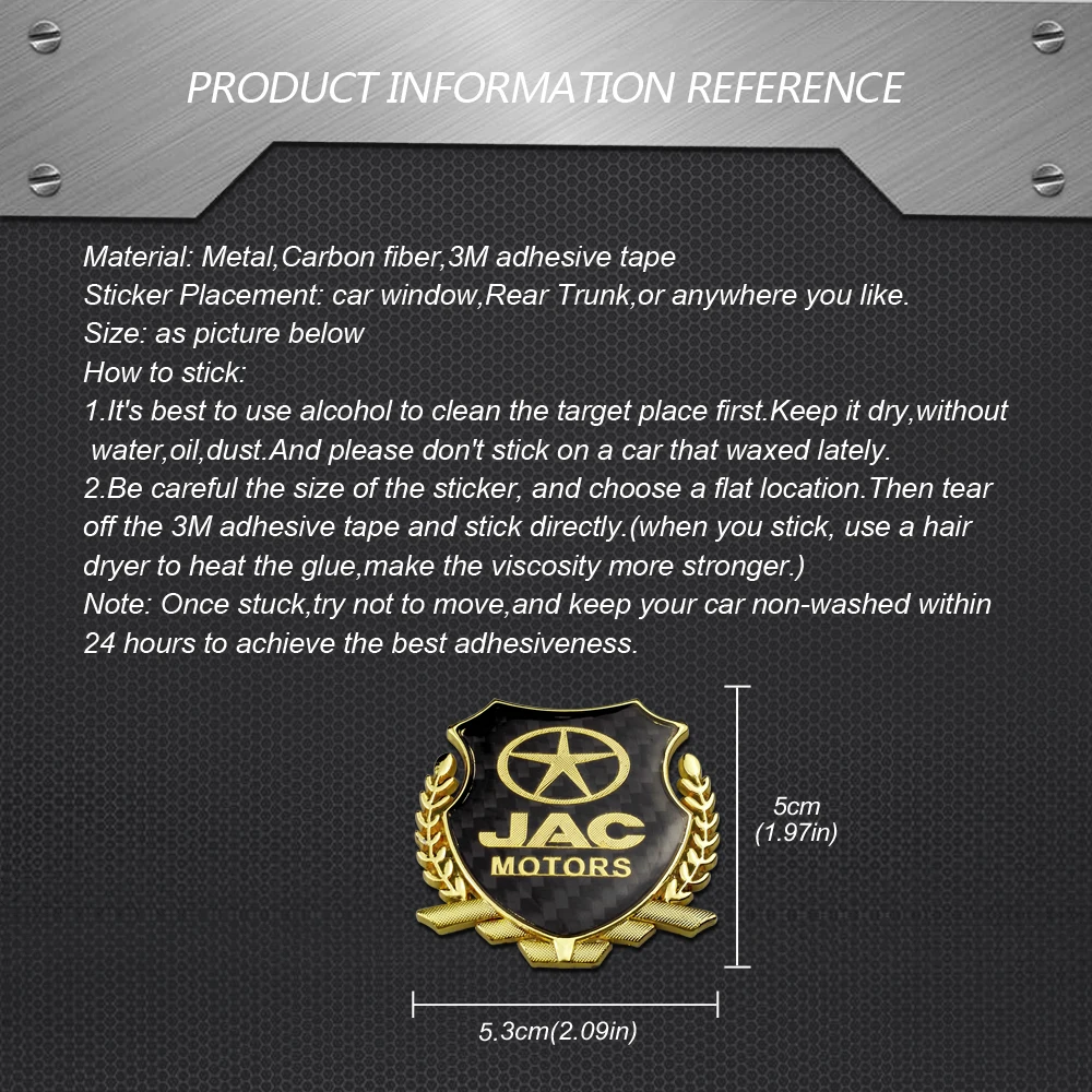 Автомобильное украшение наклейка из углеродного волокна для JAC A30 A60 J2 J5 S2 S2mini S3 S5 S7