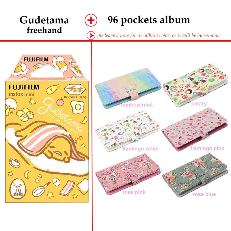 Fujifilm Instax Мини пленка Gudetama 10 листов fr Instax Mini 9 8+ 7 s 70 90 25 мгновенный Polariod камера принтер для смартфонов SP-2 1 - Цвет: Film1 and 96P Album
