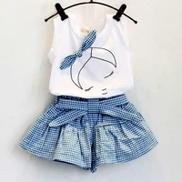 okoufen 2019 baby girl clothes suit brand summer sleeveless bow shirtdenim tutu skirt children kids clothing sets for girls