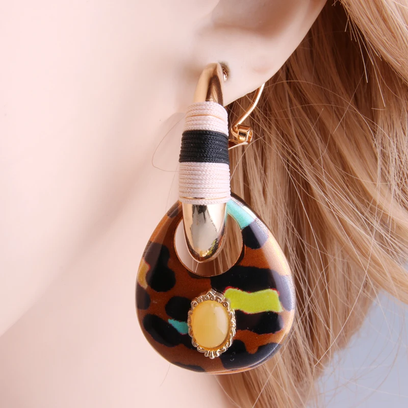 NeeFu WoFu Висячие Серьги богемные сплав капельная ручная Тигровая серьга Oorbellen