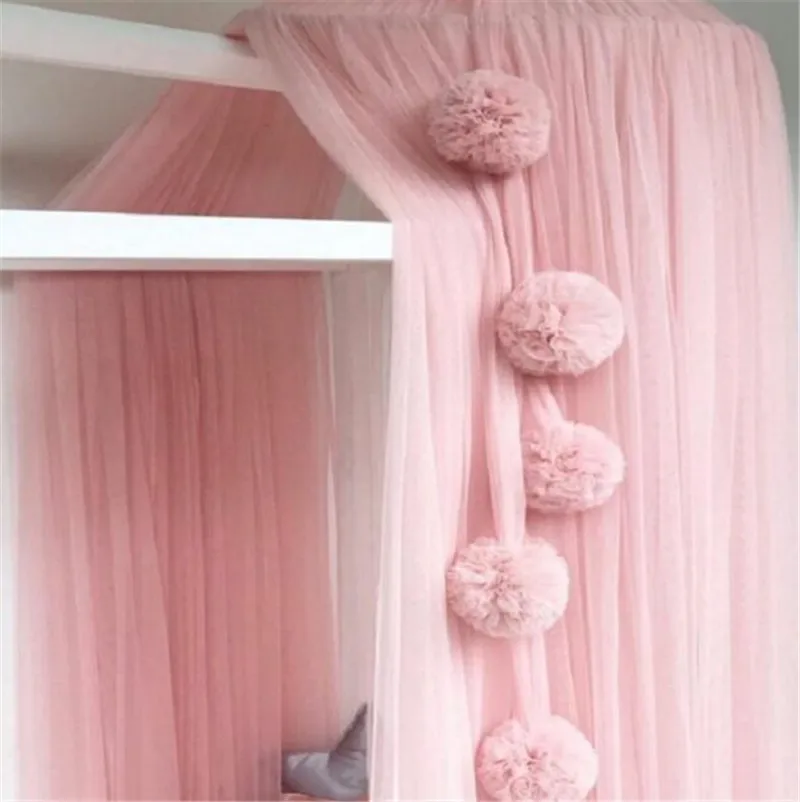 Pink Ball String Детская палатка с навесом, игровой домик, детская кроватка, сетка, игровая палатка, Детские подвесные прорезыватели, типи, москитная сетка для мальчиков и девочек, украшение комнаты - Цвет: Pink Ball String