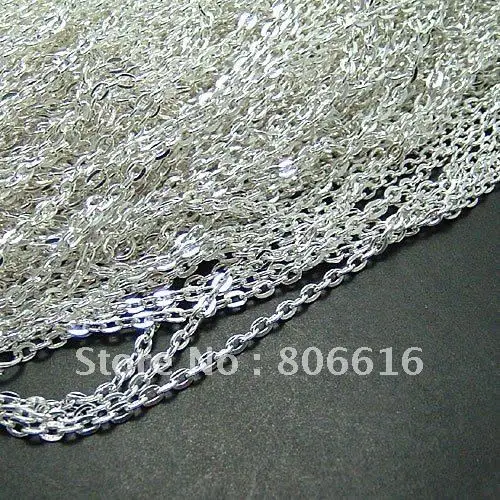 

15M/lot 2MM Silver Plated Metal Extended Chains Link Chain Jewelry Findings Components