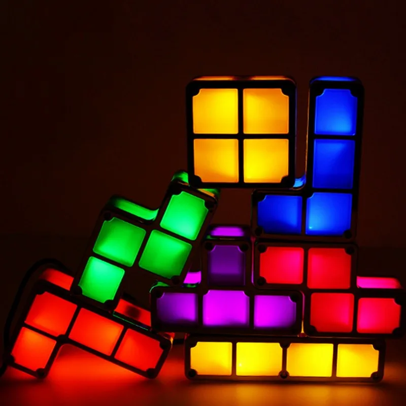 Creative Stackable Color DIY Tetris Puzzle LED Night Light Children's Retro Game Tower Holiday Gift Decoration Table Lamp | Освещение