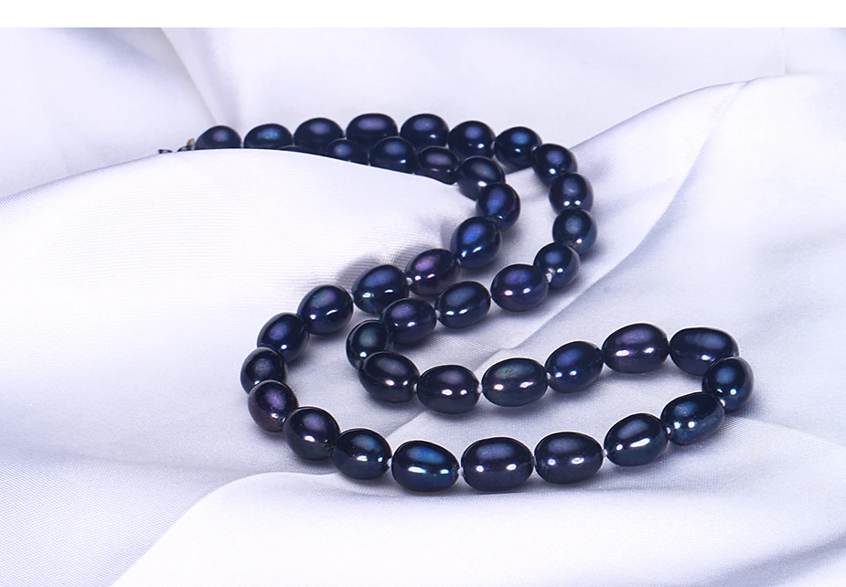 Natural Black Ювелирные изделия из жемчуга Цепочки и ожерелья, Настоящее Пресноводные 8-9 мм жемчуг с звезда пряжка Для женщин Цепочки и ожерелья, модные украшения коробка
