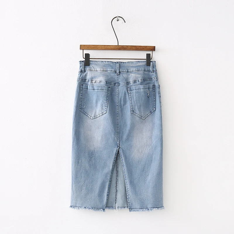 Leo Grand women fashion denim ripped skirts korean style slim split elastic fringe tassel faldas calf 908062 | Женская одежда