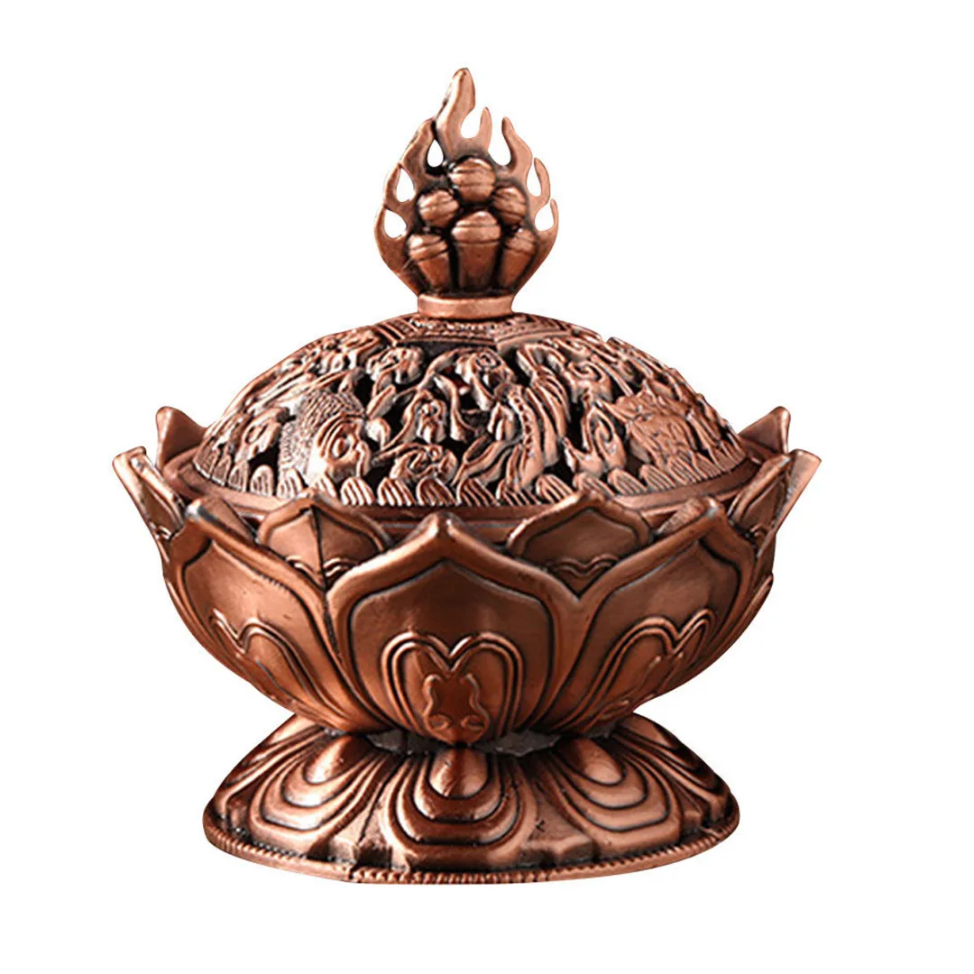 Новый сплав Китайский Лотос полые крышки благовония горелка кадильница для