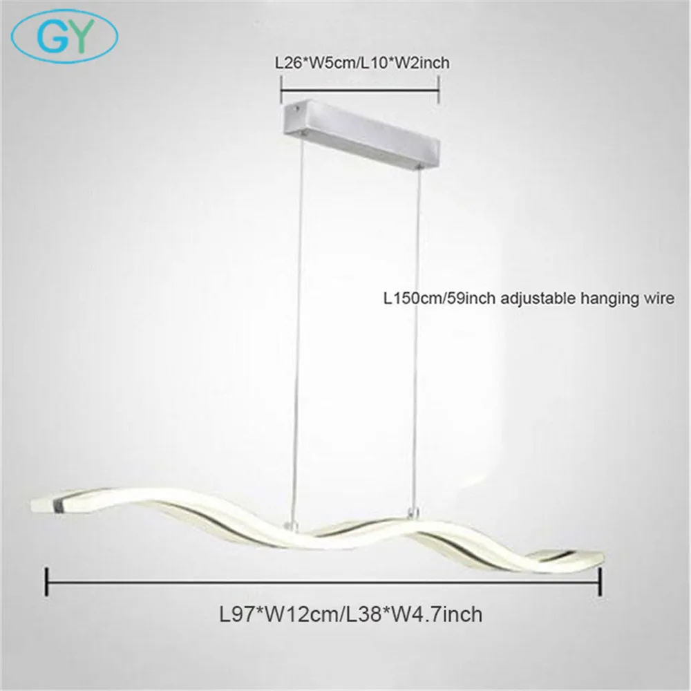 AC100 240V современный 38 Вт волнистый длинный остров освещение светодиодный Lustre