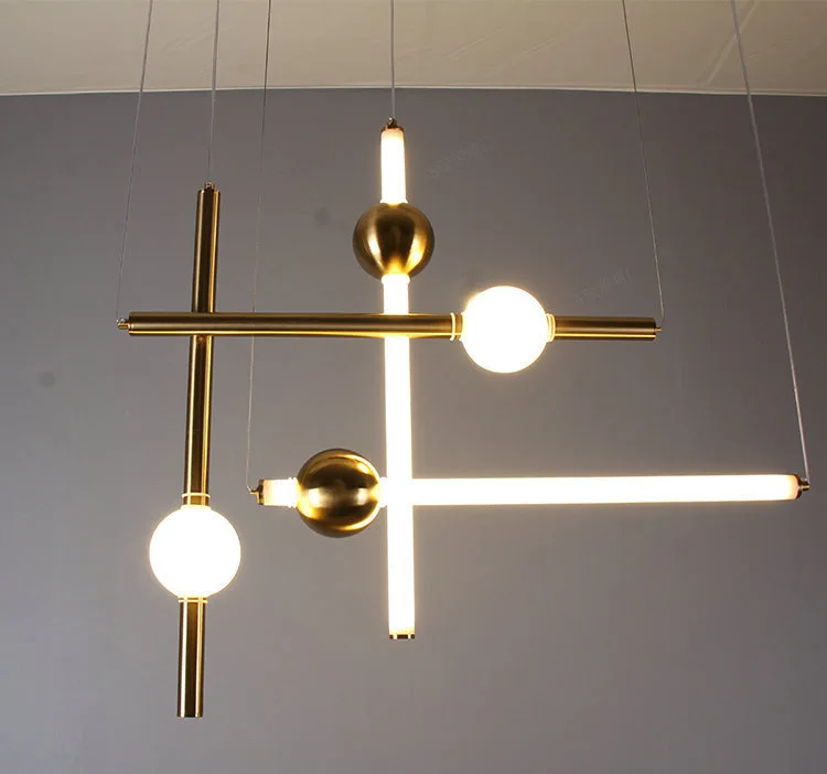 

Golden Post Modern Bedroom Ceiling Light Simple Nordic Chandelier Living Room Dining hall Lamp Personality Creative pellet Glass
