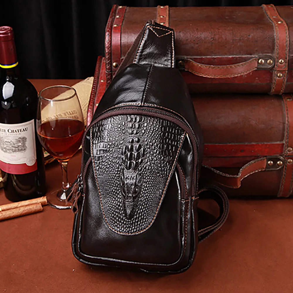 Мужская сумка мессенджер из натуральной кожи нагрудный ремень рюкзак с