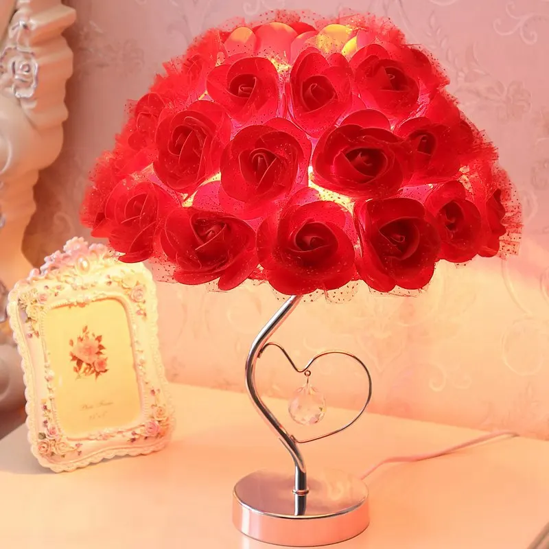 Современный Спальня Настольная лампа с романтичной розой австралийская