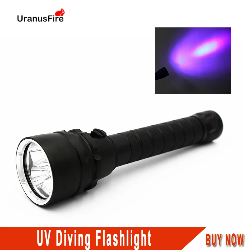 UV Diving flashlight 5 x UV LED ultraviolet light Waterproof scuba lantern 18650 lamp for searching scorpion or Amber