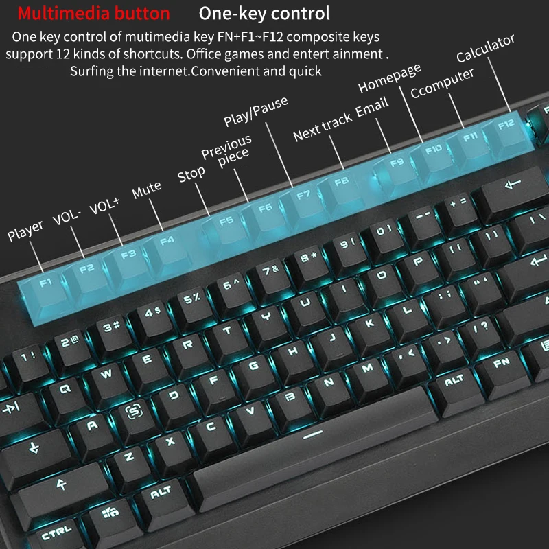 Motospeed K95 USB настоящая механическая клавиатура Проводная 104 клавиши синий