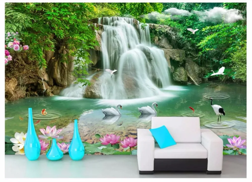Пользовательские фото обои 3d для стен 3 d трехмерный пейзаж водопад настенная ТВ