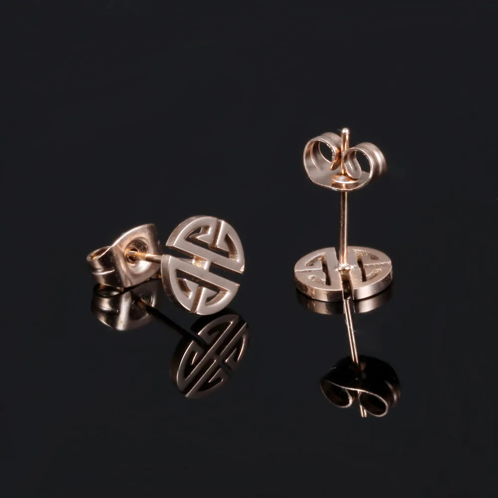 Stainless Steel Earring Rose Gold Delicate Women Stud Classical New Fashion Jewelry Vintage Cute Lovely Geometry Wall | Украшения и
