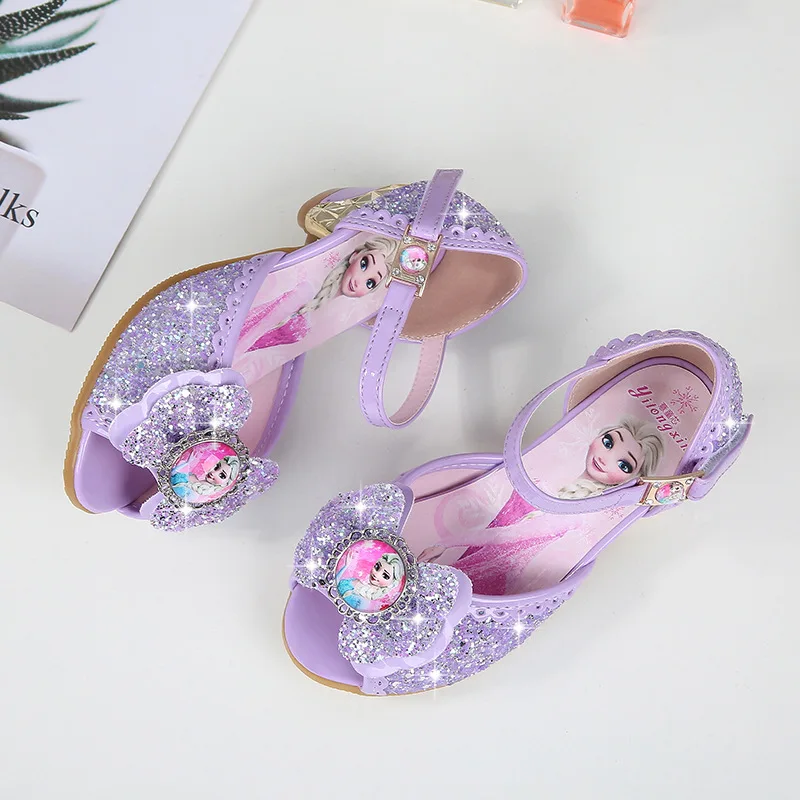 summer new girls sandals princess shoes children's high heels Frozen fish mouth crystal sequins EU size 24-36 | Детская одежда и