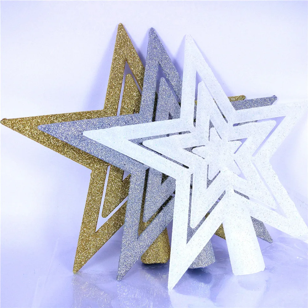 Блестящий Топпер для рождественской елки звезда пластиковая украшение стола