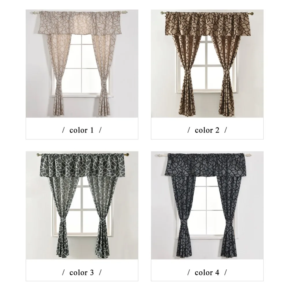 Curtain fabrics short treatment Kitchen window jacquard design curtain modern home decoration thick geometric valance | Дом и сад