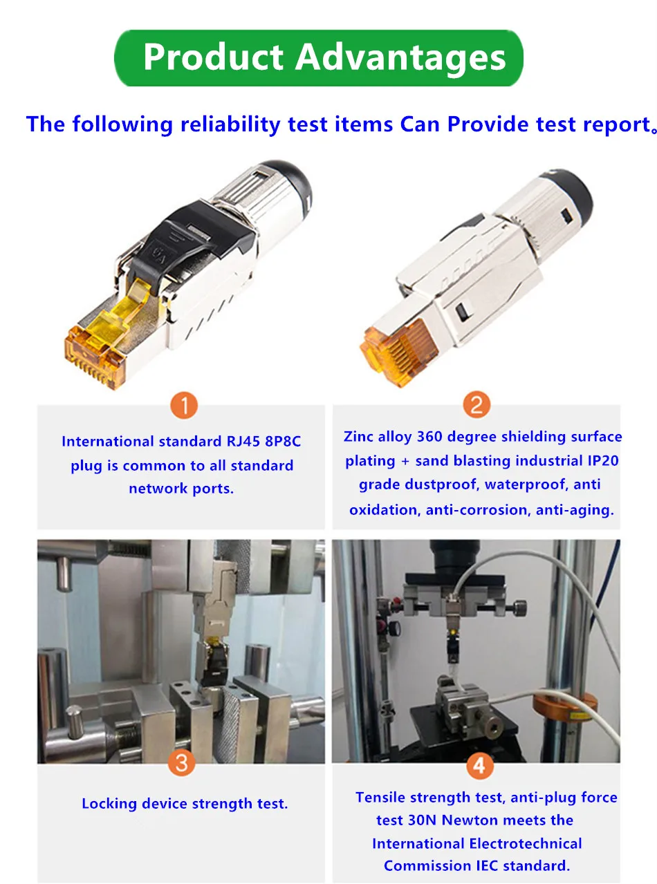 RJ45 разъем Cat8 сетевой обжимной адаптер 40G 2000MHz сетевой штекер экранированный RJ45 волоконная синхронизация Обжимной Сетевой Кабель
