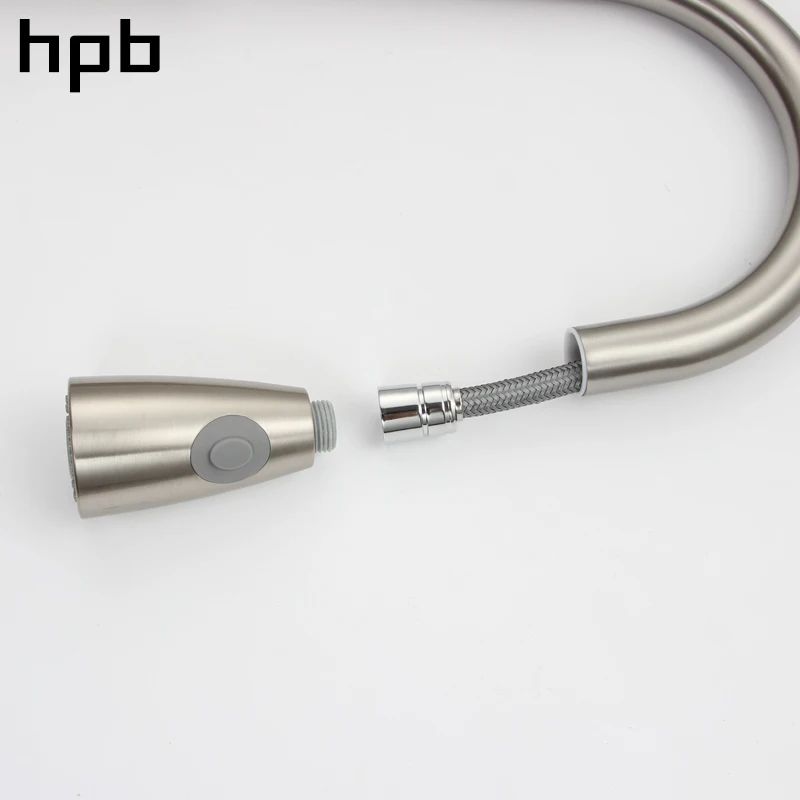 HPB Pull Out Kitchen Faucet Mixer Tap Rotatable Single Handle Sink Brass Chrome Brushed Finish Hot and Cold Water HP4104 | Обустройство