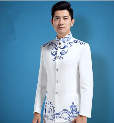 Мужской костюм Королевского синего цвета (пиджак + брюки) приталенный для