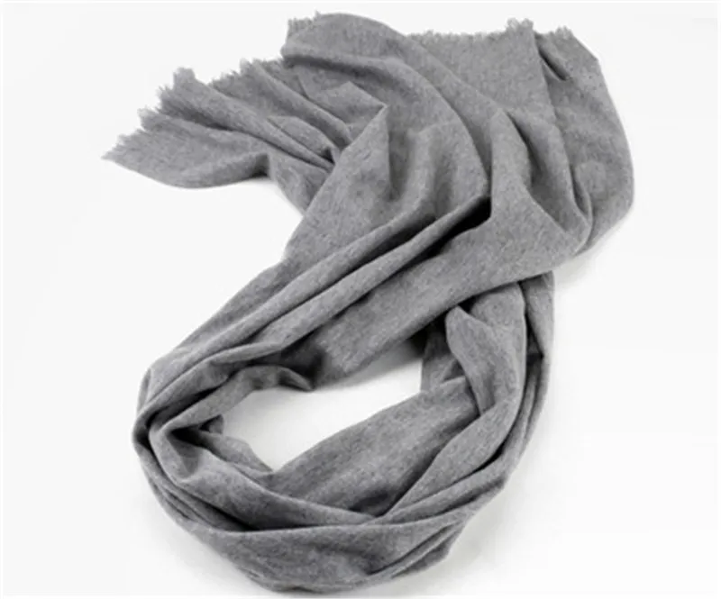 

big size 100%wool women fashion thin scarfs solid color small tassel 70x205cm