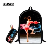 zrentao 2pcsset stylish canvas school bags with pen box for teenage girls vintage 3d pattern female backpacks college mochila