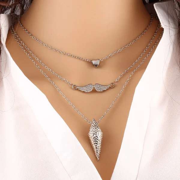 Золотое сердце ожерелье мода смазливая усы металлический кулон многоуровневый