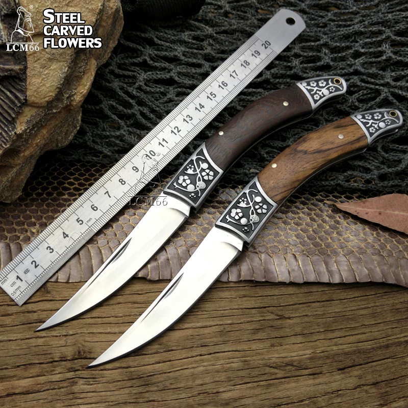 Тактический Складной Карманный Нож Стальное Лезвие Деревянная Ручка Titanium Ножи