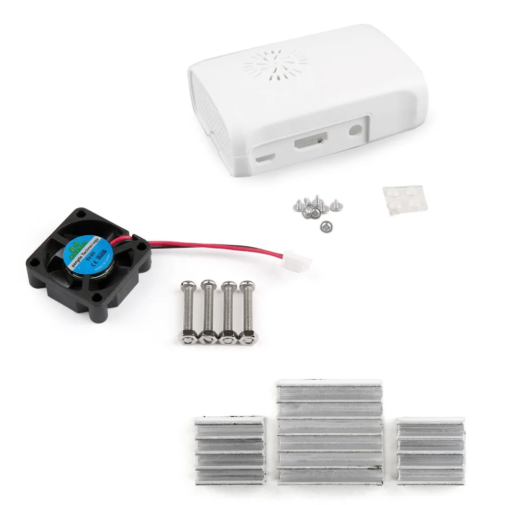 Для Raspberry Pi 3 Model B Raspberry Pi2/3 B+ ABS пластиковый чехол коробка+ кулер вентилятор+ алюминиевый радиатор для Raspberry Pi 3B 2B чехол