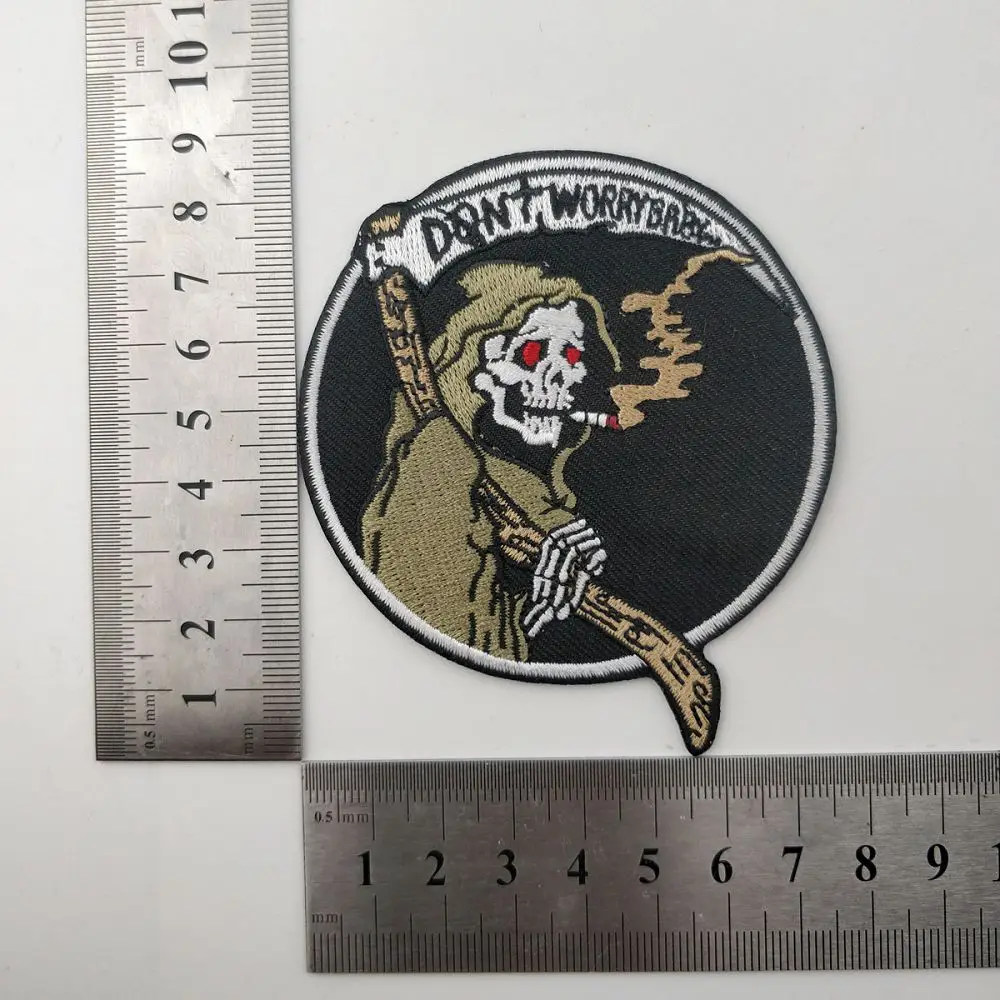 Патч Grim Reaper череп смерти красные глаза вышивка байкерские нашивки набор передний