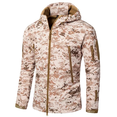Maxulla куртки из кожи акулы Мужская ветровка с длинным рукавом камуфляжная верхняя одежда водонепроницаемая ветровка мужская флисовая одежда Mla033 - Цвет: Desert camouflage