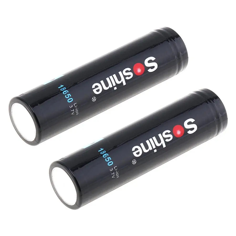 2шт Soshine 3 7 V 3600mAh Большая емкость 18650 литий ионная аккумуляторная батарея с