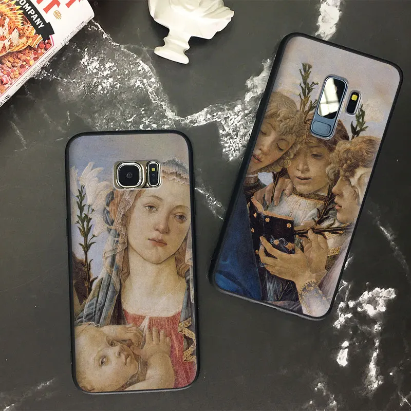 Sandro Botticelli живопись закаленное стекло Мягкий силикон для Samsung Galaxy S8 S9 S10e S10 Note 8 9 10