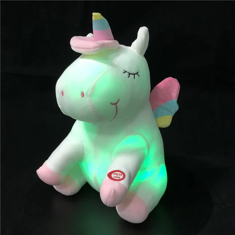 QWOK светодио дный Единорог LED плюшевый светильник до игрушечные лошадки мягкая игрушка животные плюшевые мягкие куклы, спальный подушки подарок на день рожден