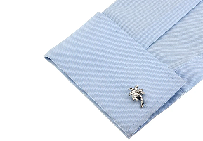 Игаме кокосовое дерево запонки Серебряный цвет латунный материал Бесплатная