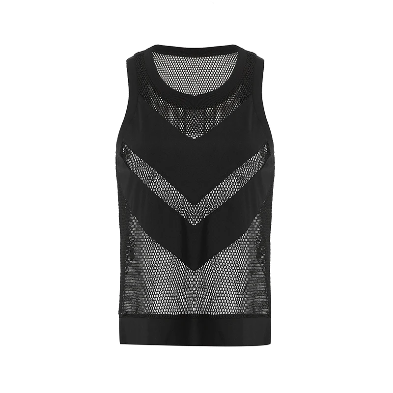 LORA ZEE Для женщин без рукавов тренировки Футболка сетки Йога Топ Loose Fit Racerback