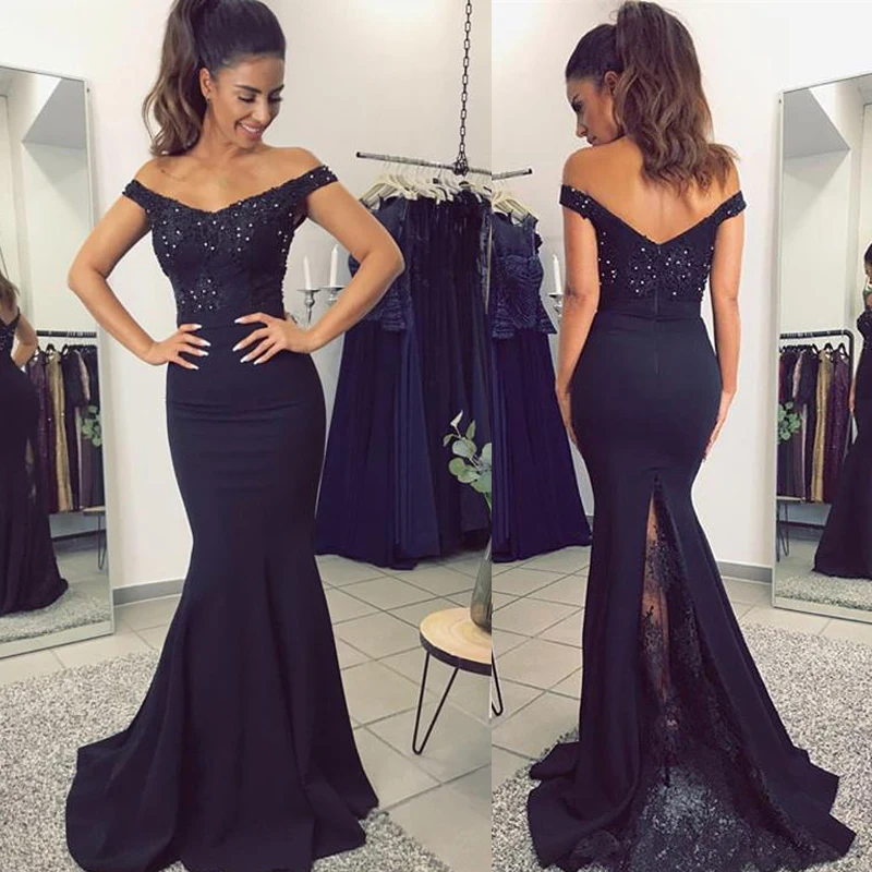 Женское атласное платье русалка дизайнерское длинное черное для выпускного