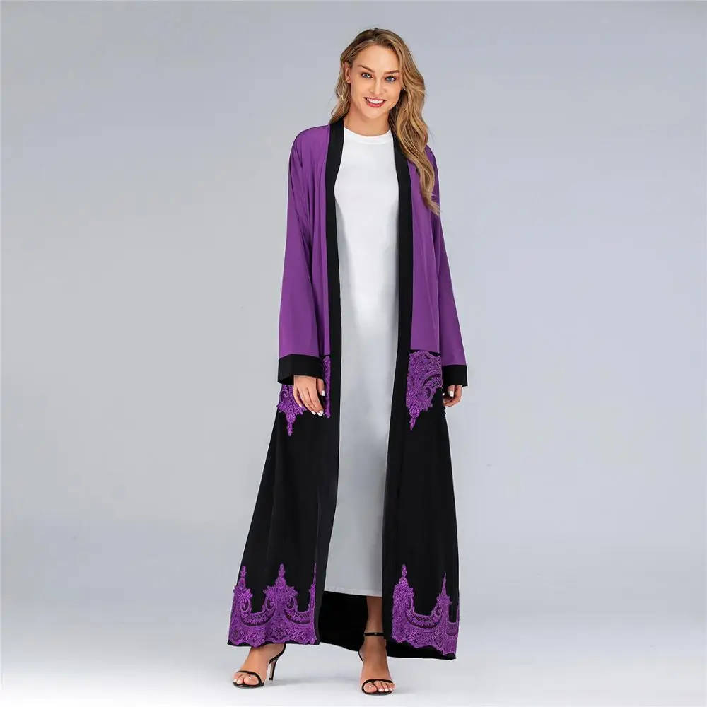 Open Abaya Moroccan Kimono Dubai Turkey Turkish Bangladesh Islamic Clothing Lace Kaftan Arabic Cardigan Muslim Robe 2019 | Тематическая