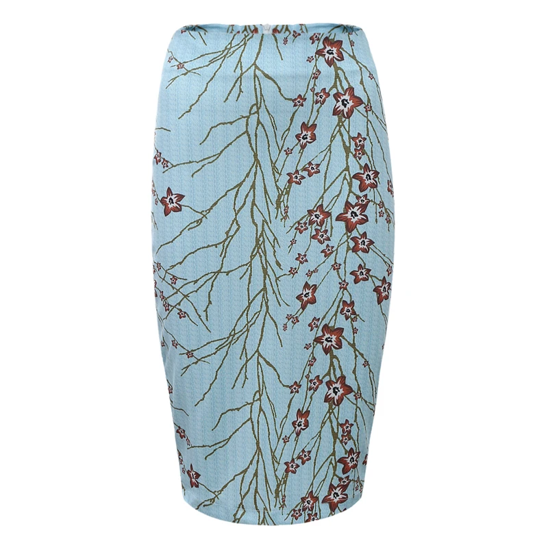 Bodycon Midi Skirt 2018 New Summer Fashion Women High Waist Flower Print Slim Pencil Plus Size S-5XL Saia Faldas Mujer | Женская одежда