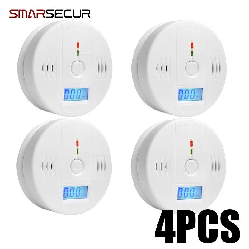 Smarsecur цифровой 85dB Предупреждение Высокочувствительный ЖК-дисплей фотоэлектрический независимый CO датчик газа детектор угарного газа